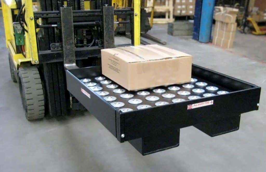 ball table attached to forklift truck for easier handling