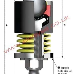 hevi-load_5 ball transfer unit side and top view diagrams