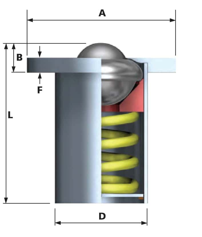 spring loaded ball transfer unit with large top flange