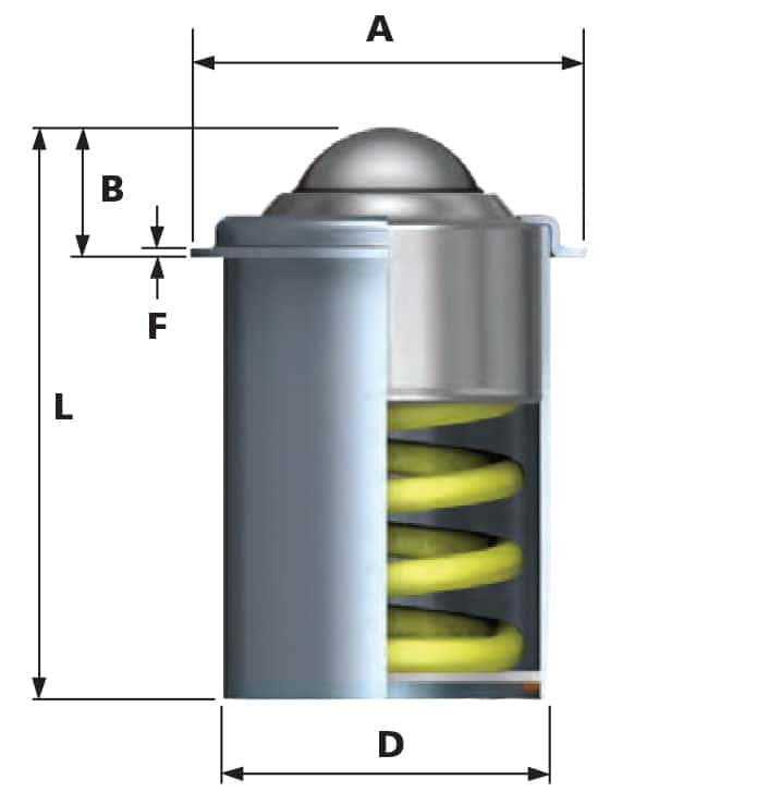 spring loaded ball transfer unit with small top flange