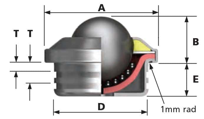 1004 ball transfer unit dimensions