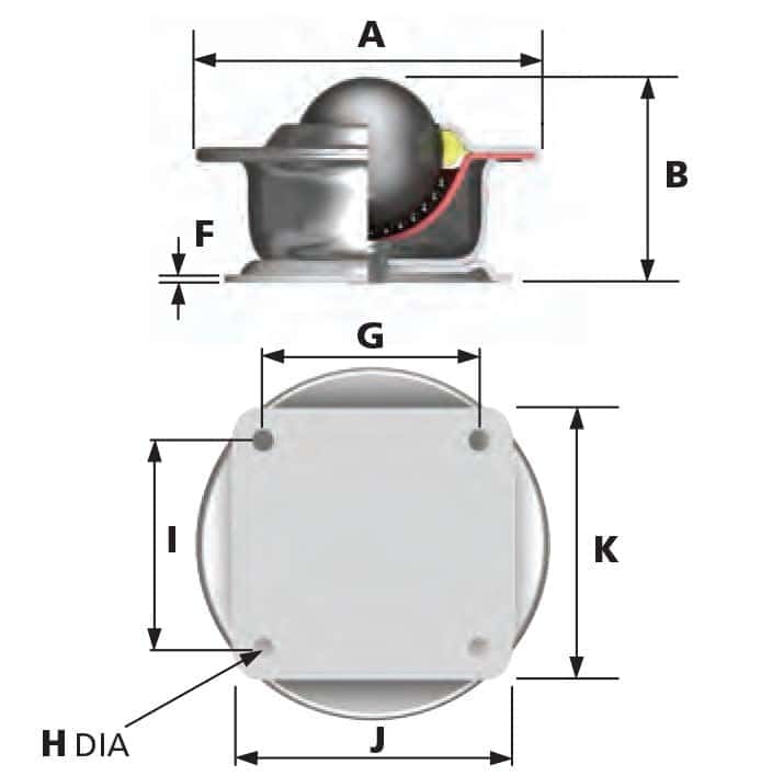 1020 ball transfer unit dimensions
